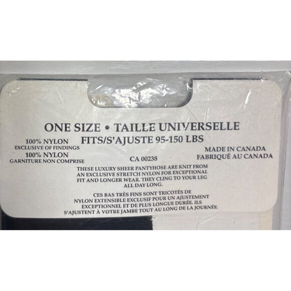 Sophistication Black Sheer Pantyhose One Size 100% Nylon Reinforced Toe Canada - Picture 4 of 4